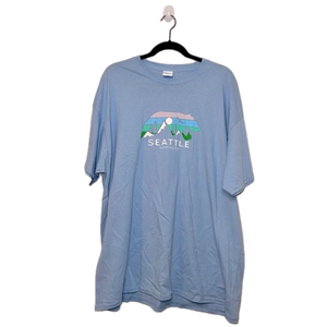 PORT & COMPANY Light Blue “Seattle Washington” Mountain and Bear T-Shirt